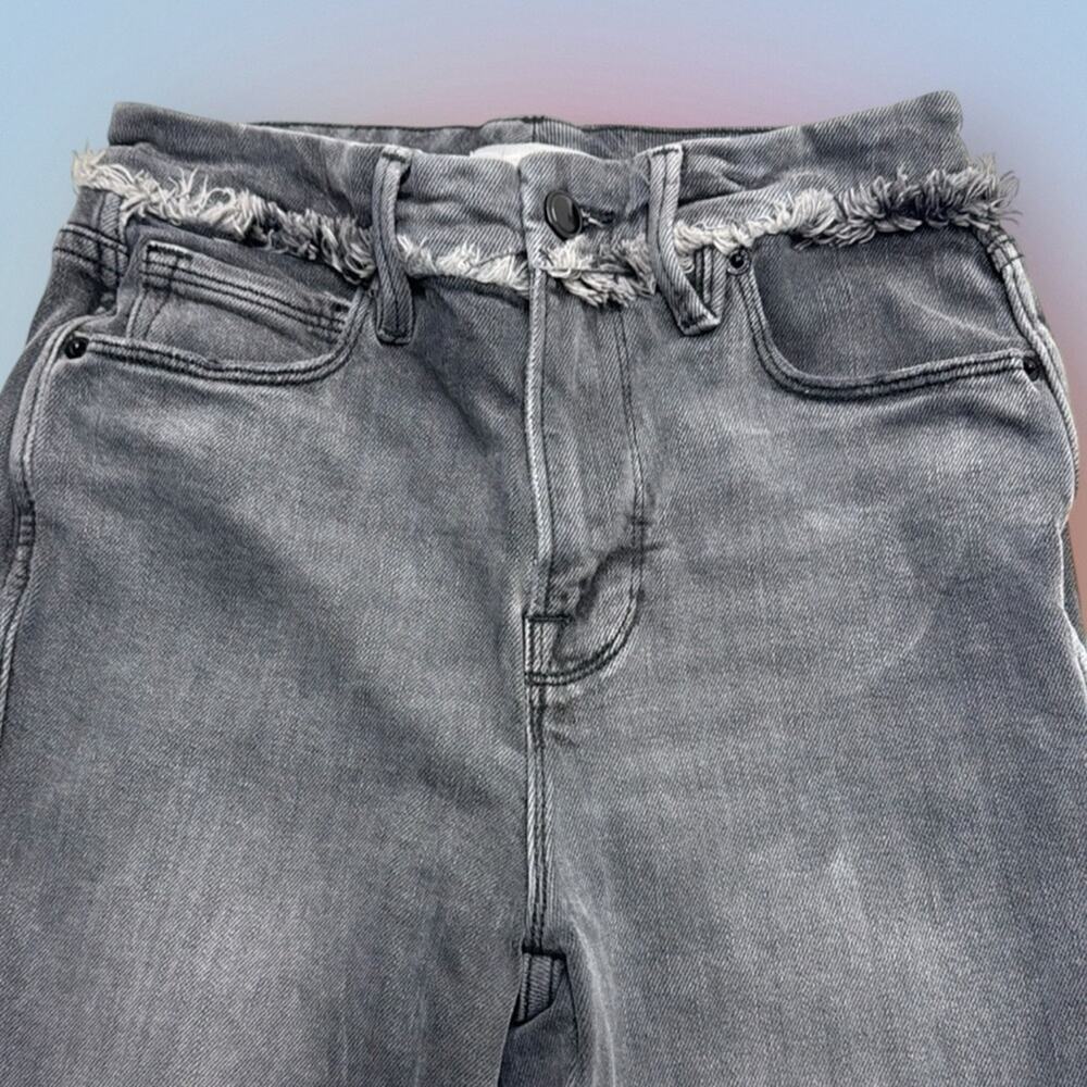 GOOD AMERICAN Women’s 0/25 Gray Frayed Women's SKINNY CROP Jeans